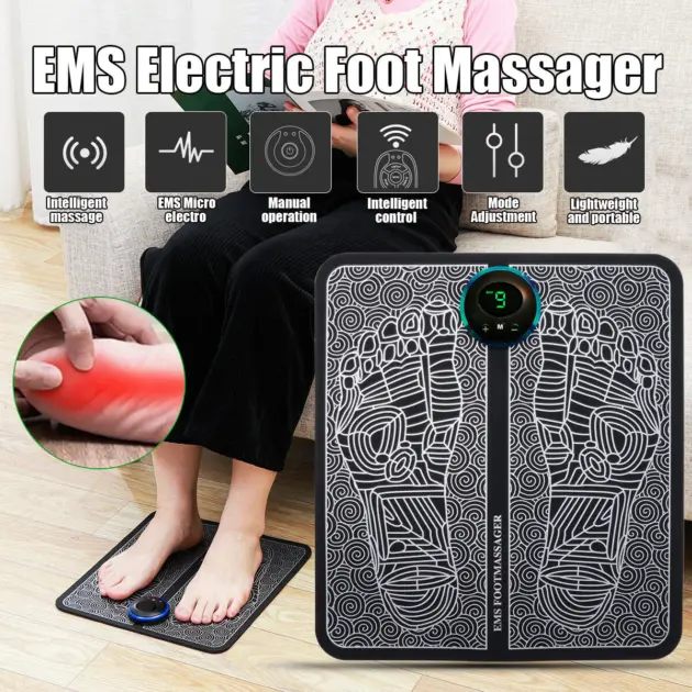 Rechargeable Portable EMS Electric Foot Massage Pad Feet Simulator