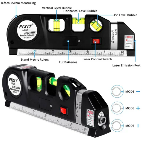 Imported 5 in 1 Multi Purpose Laser Level Pro 3 Leveler Scale - Image 3